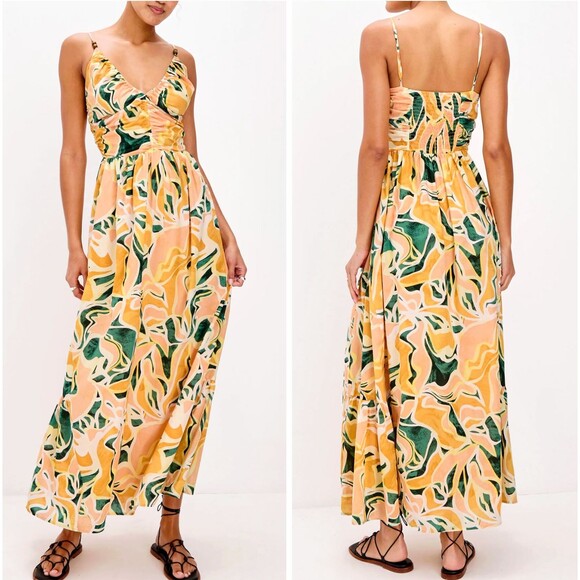 Rails Palm Maxi Dress Sz S Talum Cotton Pockets Botanical Boho Beach Resort - Picture 1 of 16